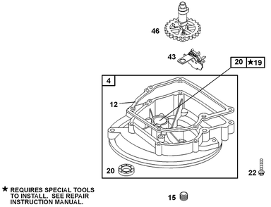 Sump Base, Cam Diagram and Parts List for 10C902-2033-XX  Briggs and Stratton Engine